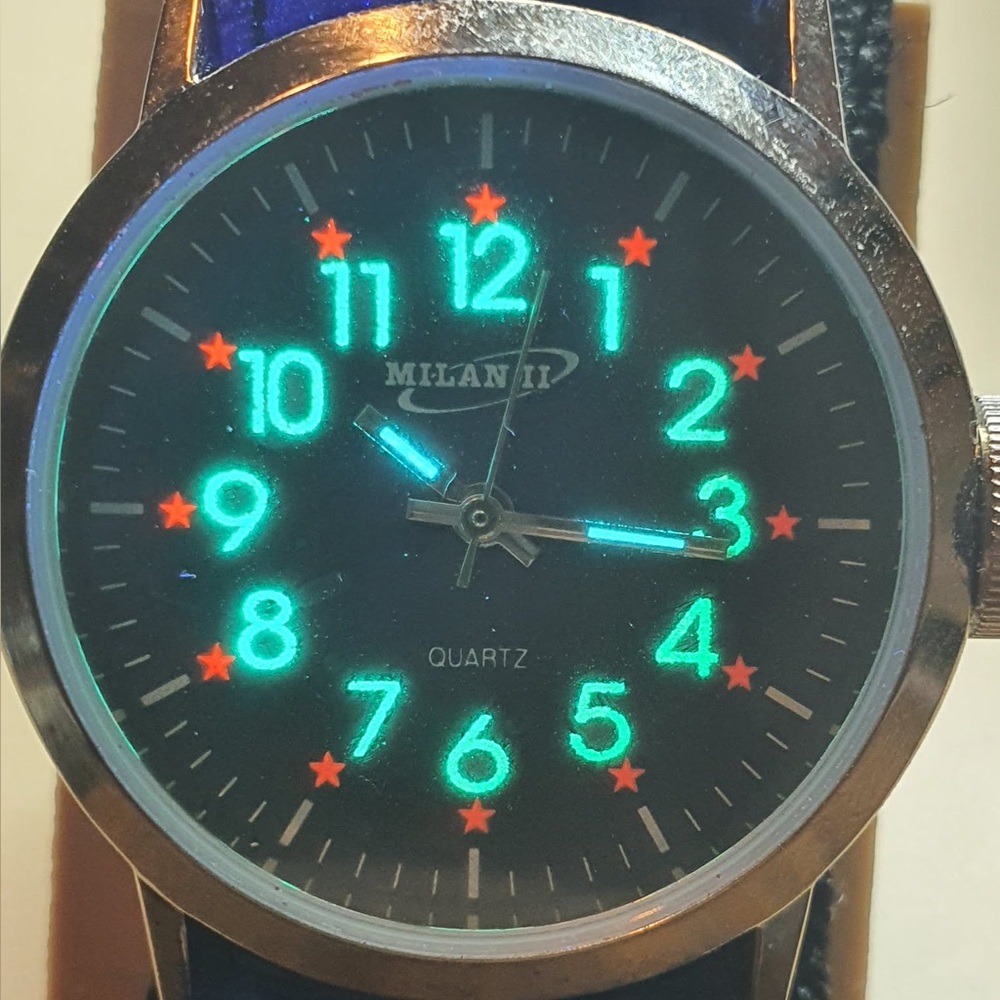 🦋10/$20🦋 Milan 2 Silver/Black Nylon Women's Field Watch w/Savage Band